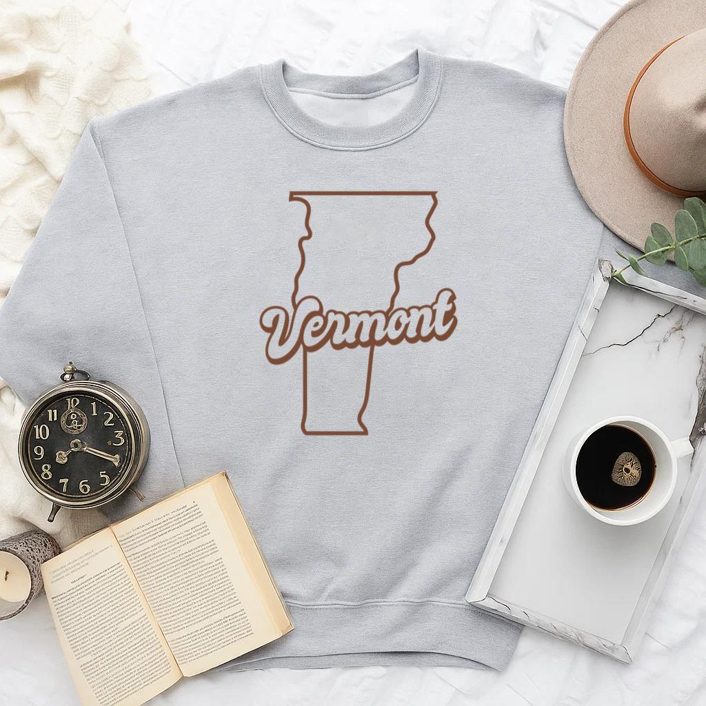 The State Of Vermont Is Shown Sweatshirt image 1