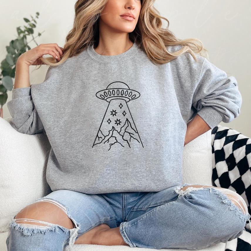 Whimsical Ufo Mountain Design Sweatshirt image 0