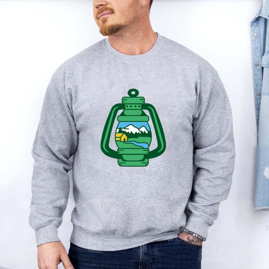 Vintage Camping Lantern Design With Mountain Scene Sweatshirt image 2