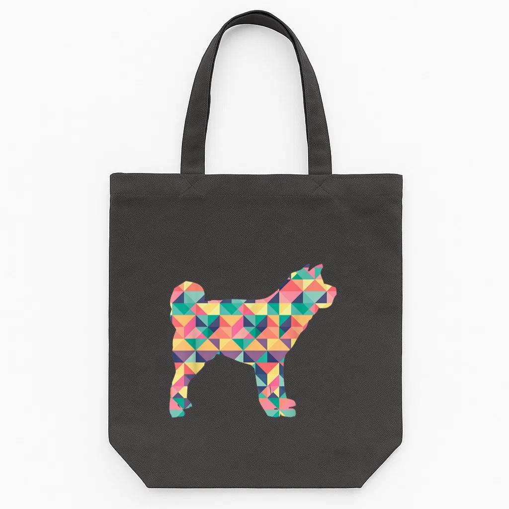 Akita Abstract Color Summer Puppy Dog Tote Canvas Bag image 0