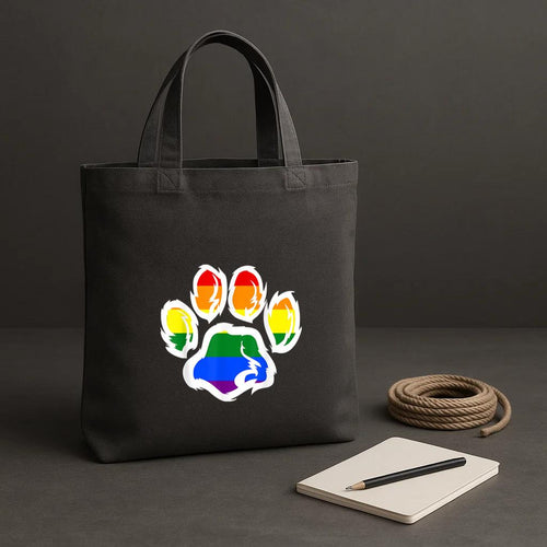 Ally Furry Pride Rainbow Dog Paw Tote Canvas Bag image 1
