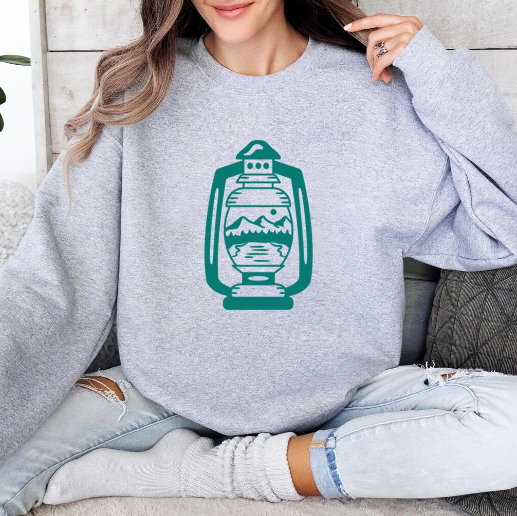 Vintage Lantern Illustration With Mountain Scenery Sweatshirt image 3