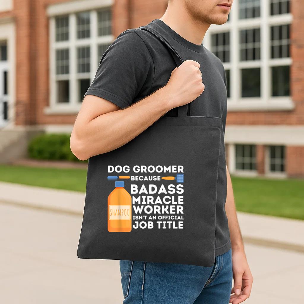 Badass Miracle Worker Dog Groomer Tote Canvas Bag image 2