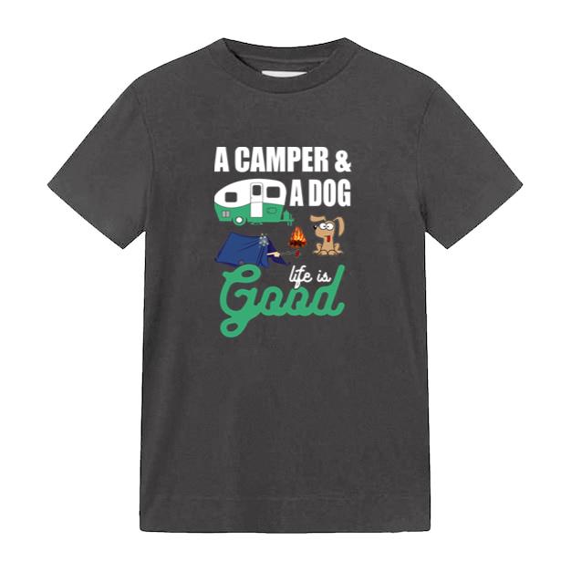 Camper And A Dog Life Is Good Camping T-Shirt image 0