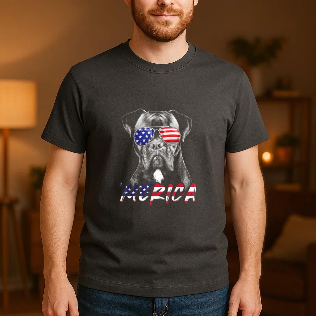 Boxer Dog American USA Flag Merica T-Shirt image 3