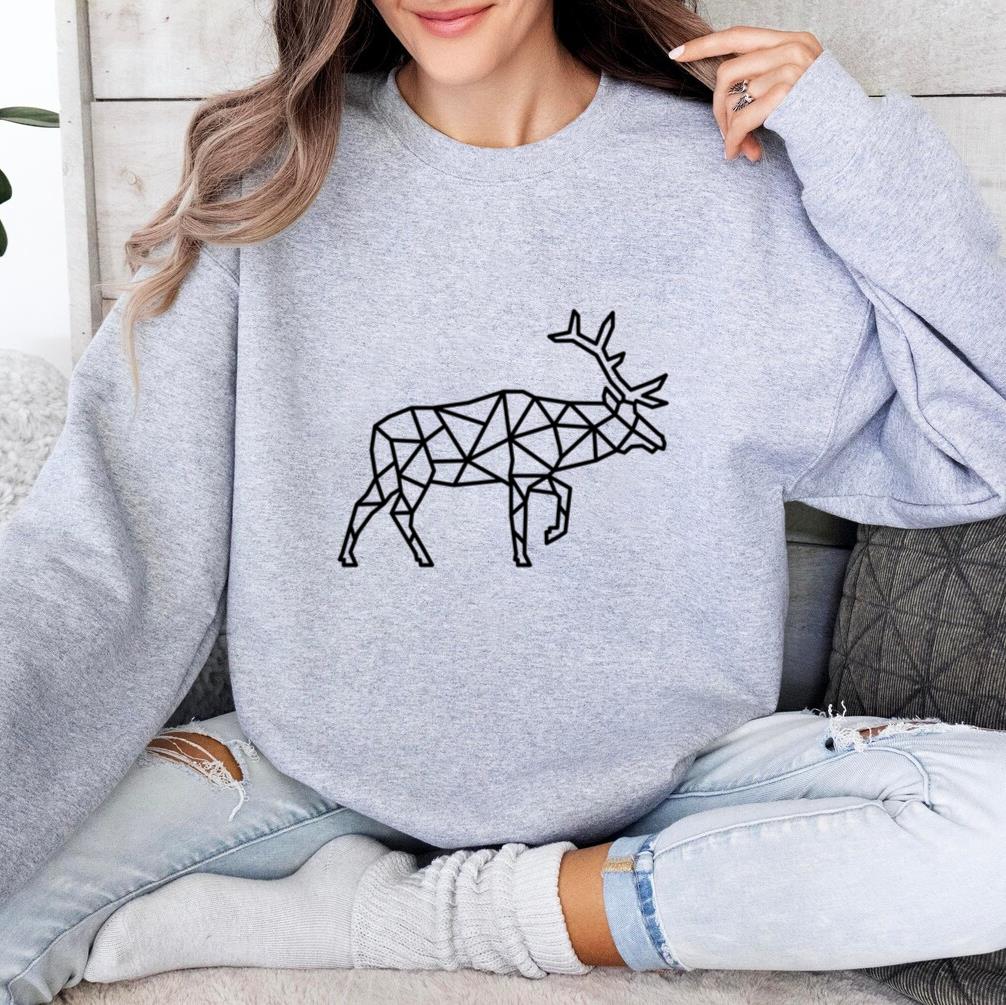 Walking Polygonal Stroke Deer Sweatshirt image 3