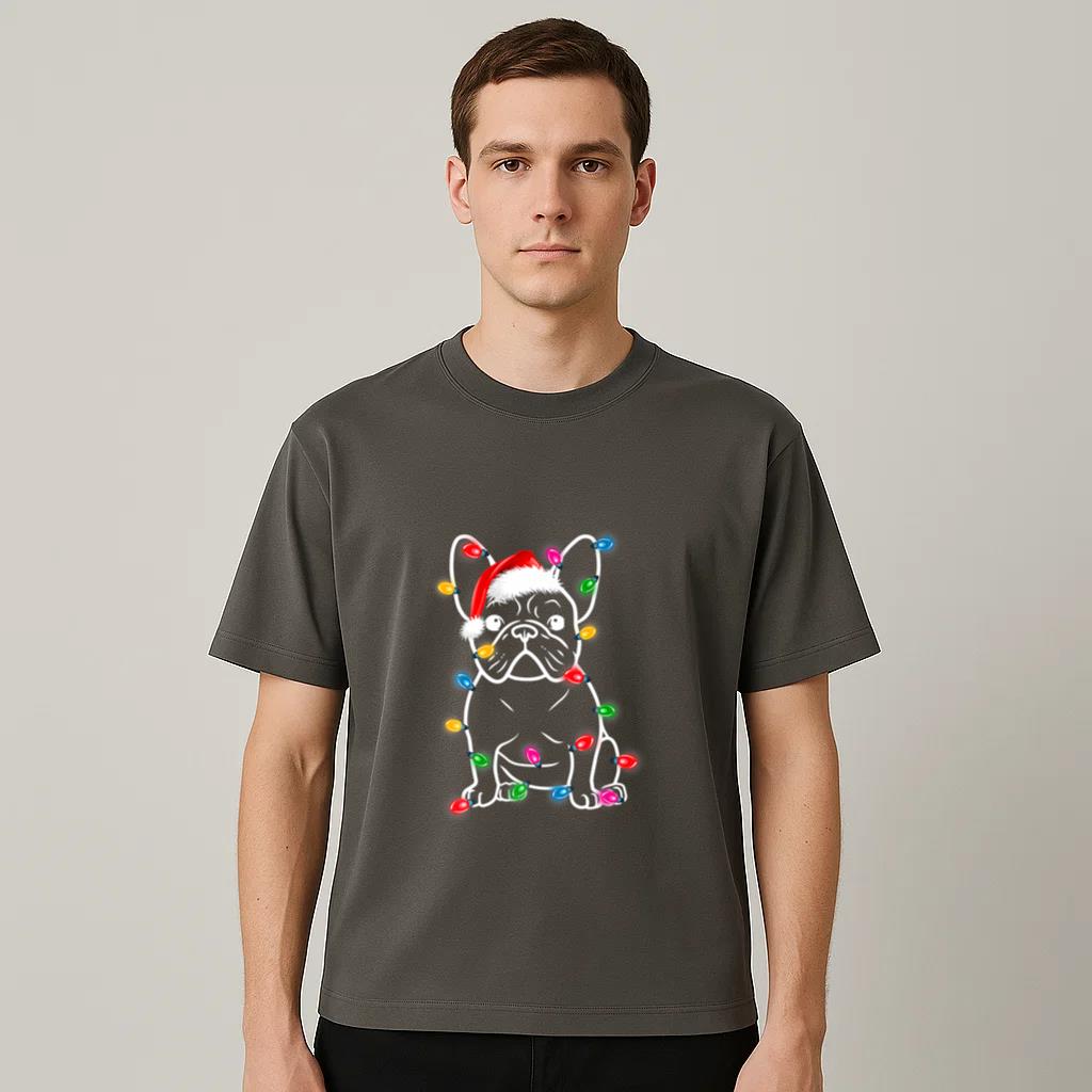 Christmas Lights Dog French Bulldog T-Shirt image 1
