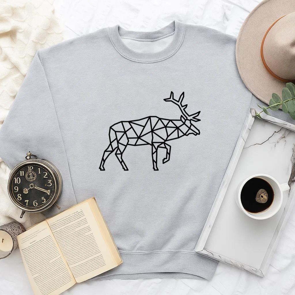 Walking Polygonal Stroke Deer Sweatshirt image 1