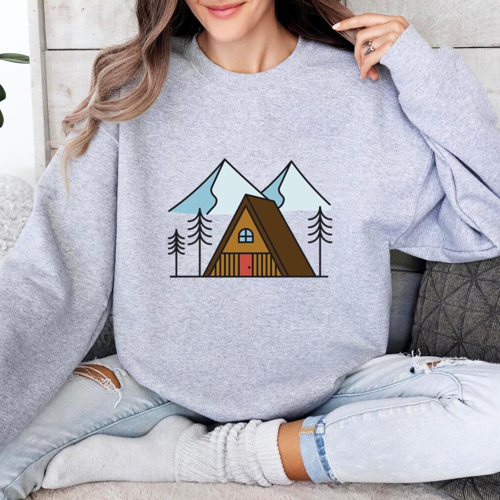 Triangular Cabin In The Mountains Color Stroke Sweatshirt image 3