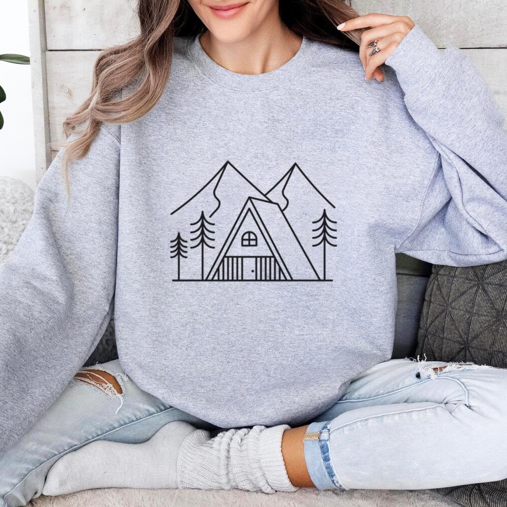 Triangular Cabin In The Mountains Stroke Sweatshirt image 3
