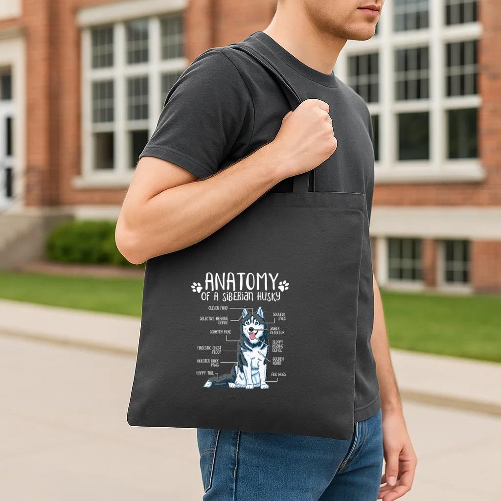 Anatomy Siberian Husky Dog Tote Canvas Bag image 2