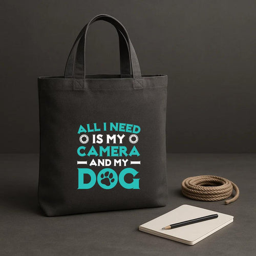 All I Need Is My Camera And My Dog Tote Canvas Bag image 1