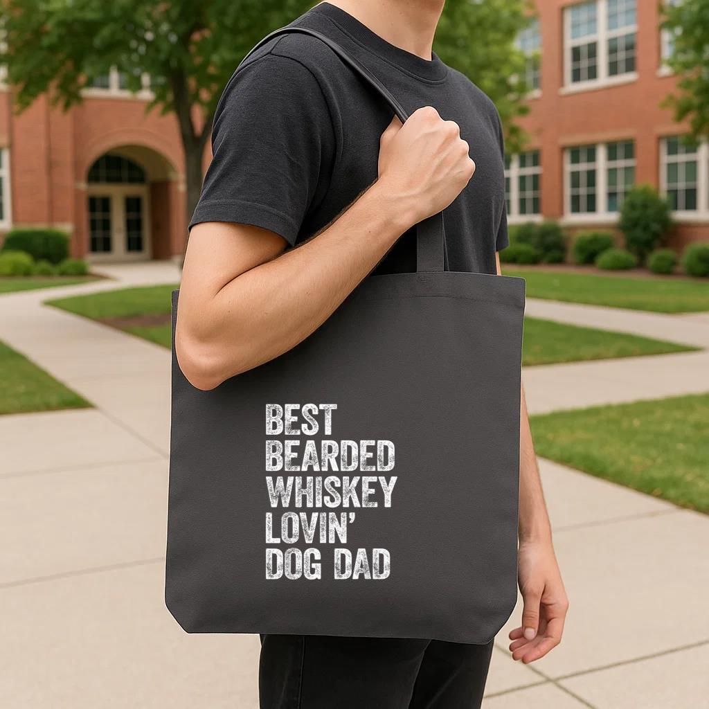 Best Bearded Whiskey Lovin Dog Dad Tote Canvas Bag image 3
