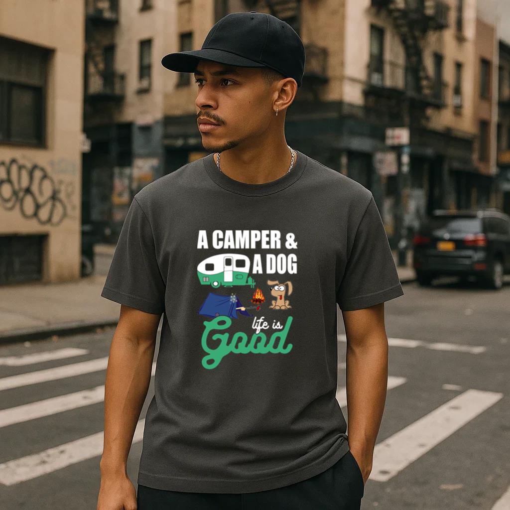 Camper And A Dog Life Is Good Camping T-Shirt image 2