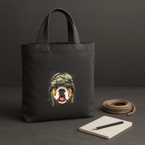 American Bulldog Soldier Veteran Dog Tote Canvas Bag image 1