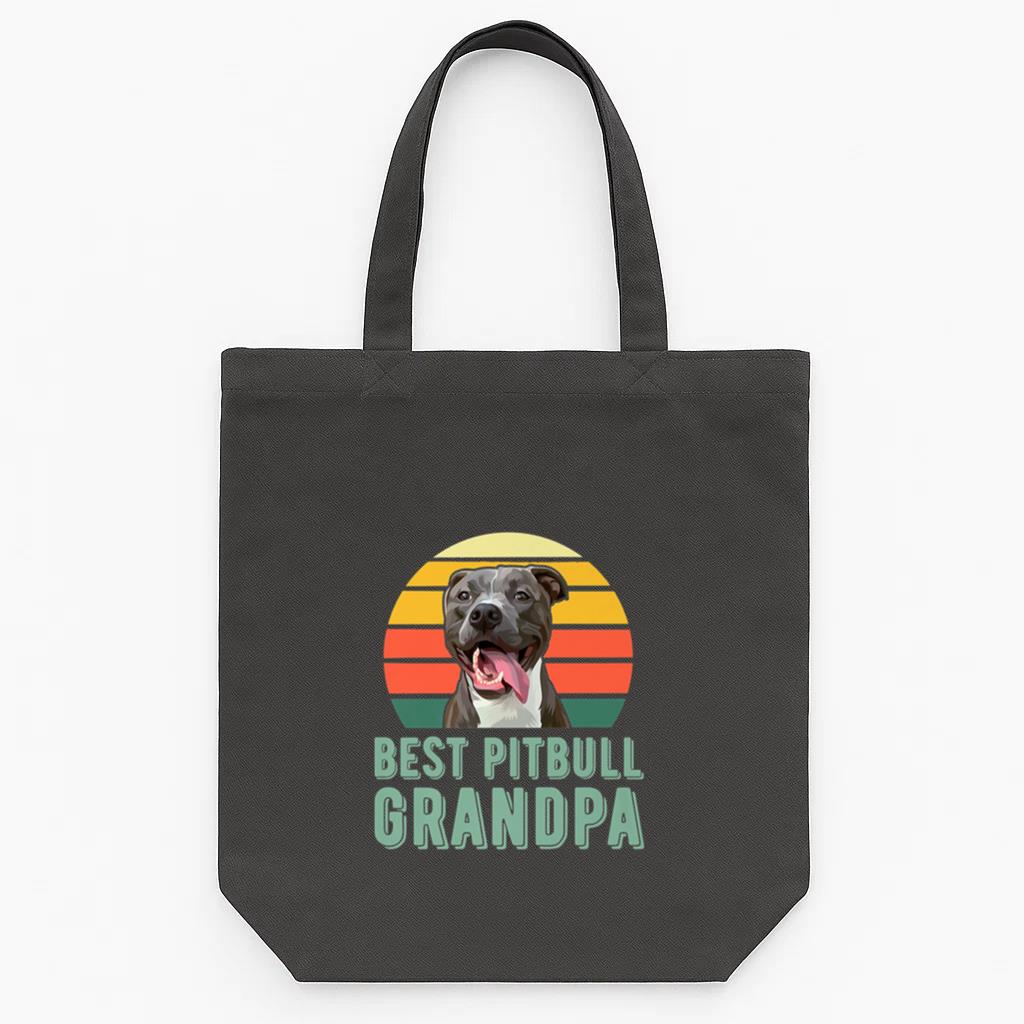 Best Pitbull Grandpa Dog Tote Canvas Bag image 0