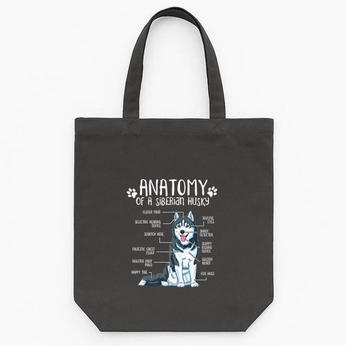 Anatomy Siberian Husky Dog Tote Canvas Bag image 0