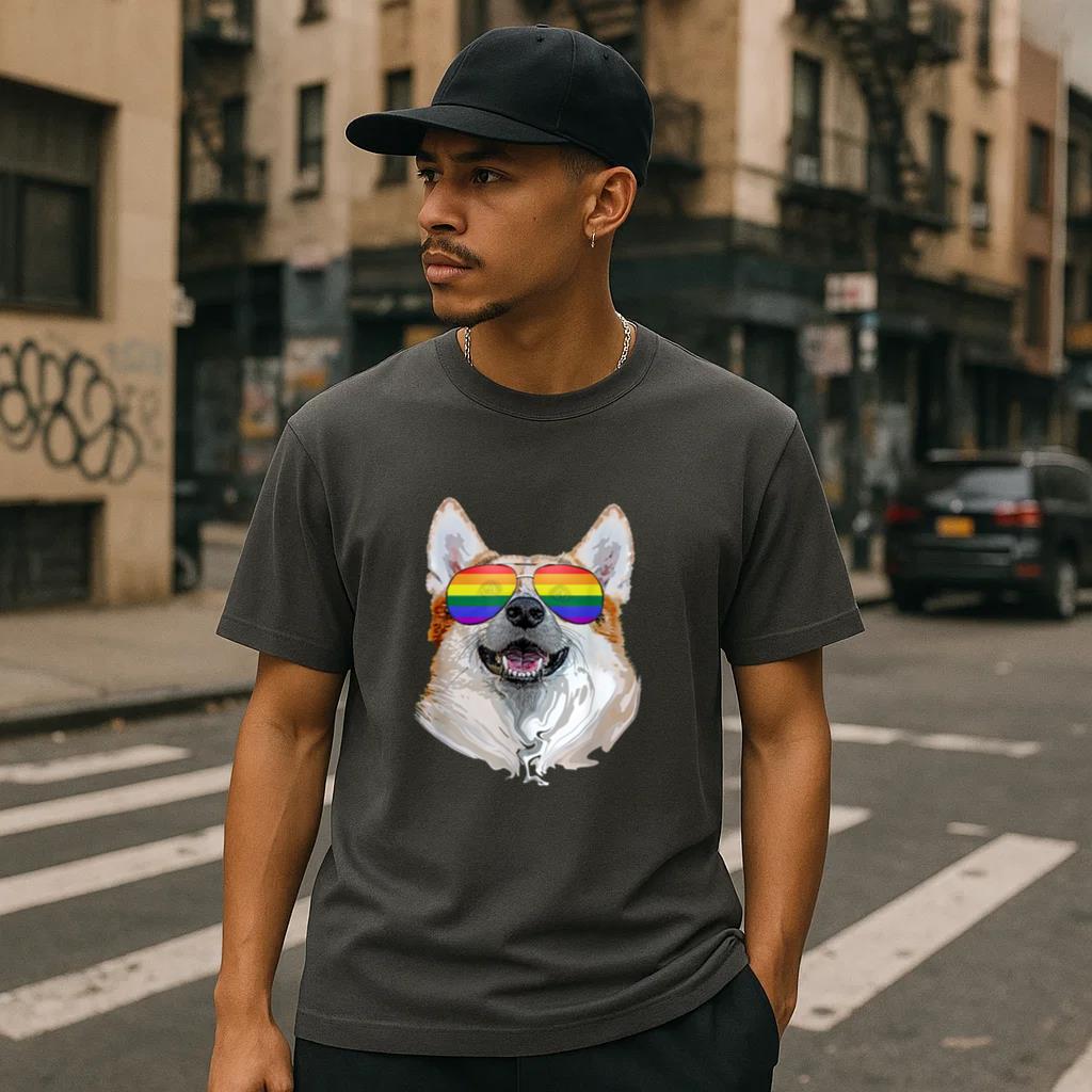 Corgi Dog Rainbow Sunglasses LGBT Pride T-Shirt image 2