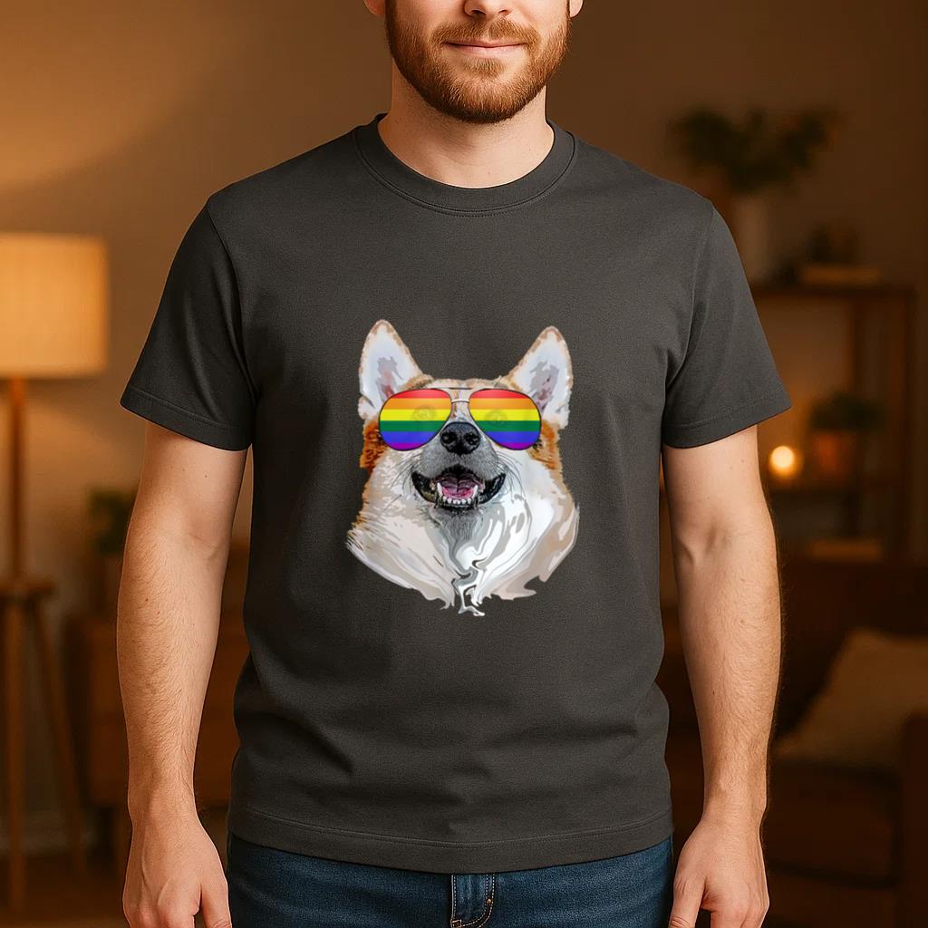 Corgi Dog Rainbow Sunglasses LGBT Pride T-Shirt image 3