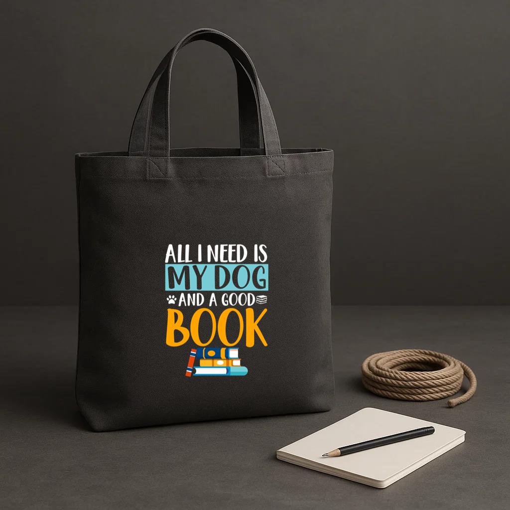 All I Need Dog Good Book Tote Canvas Bag image 1