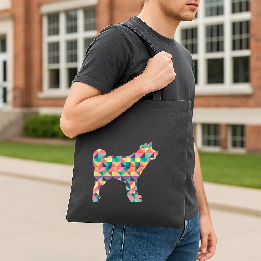 Akita Abstract Color Summer Puppy Dog Tote Canvas Bag image 2