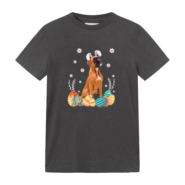 Cute Boxer Dog Easter Bunny  Funny Dog Lover T-Shirt image 0