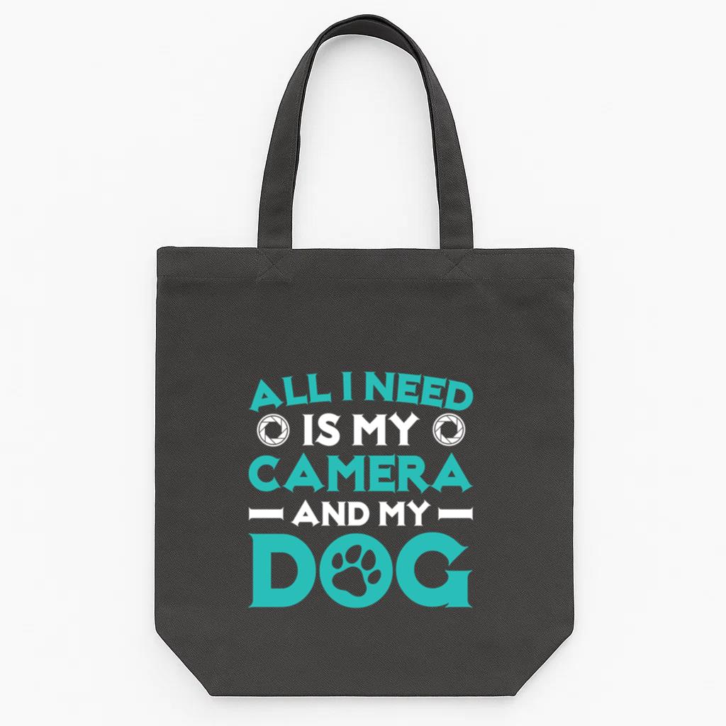 All I Need Is My Camera And My Dog Tote Canvas Bag image 0