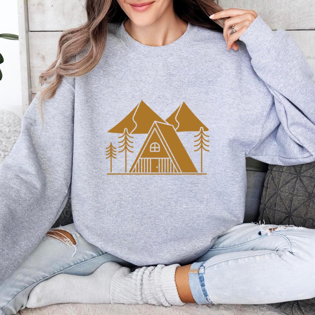 Triangular Cabin In The Mountains Cut Out Sweatshirt image 3