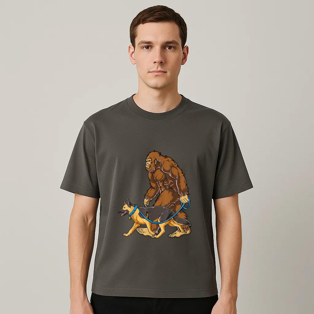 Bigfoot Dog Walk German Shepherd T-Shirt image 1