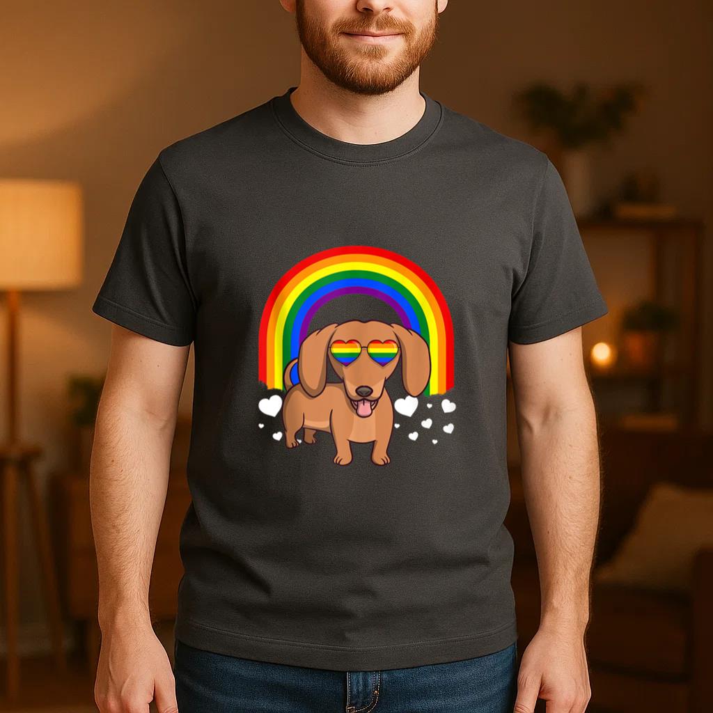 Dachshund Dog Rainbow T-Shirt image 3
