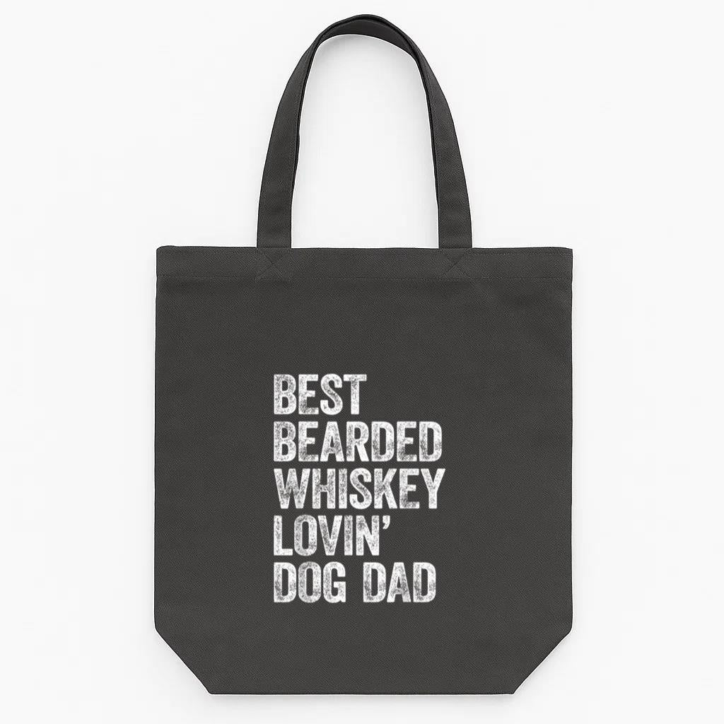 Best Bearded Whiskey Lovin Dog Dad Tote Canvas Bag image 0