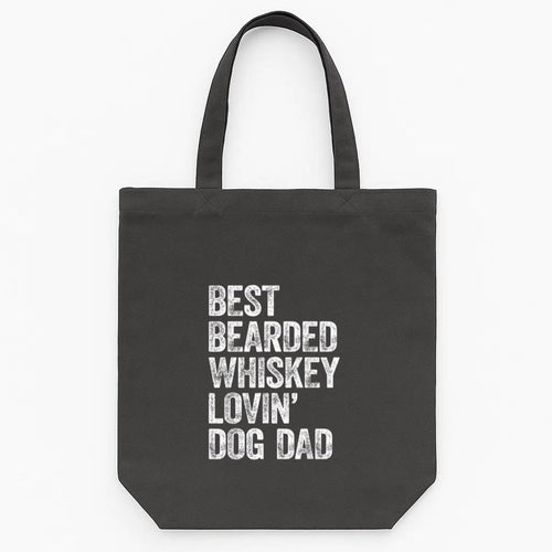 Best Bearded Whiskey Lovin Dog Dad Tote Canvas Bag image 0