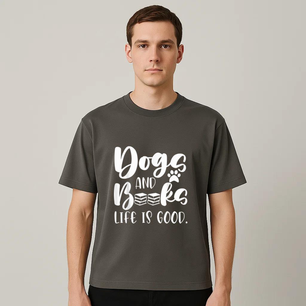 Books And Dogs Life Is Good T-Shirt image 1