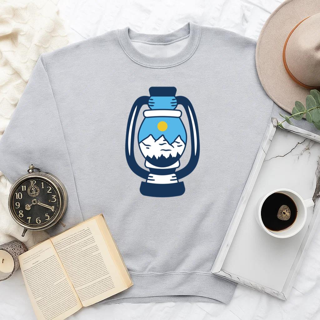 Vintage Style Blue And White Mountain Range Design Sweatshirt image 1