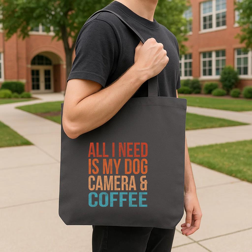 All I Need Is My Dog Coffee And My Camera Tote Canvas Bag image 3