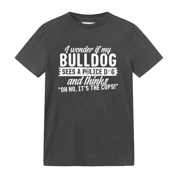 Bulldog Sees Police Dog And Thinks Its The Cops T-Shirt image 0