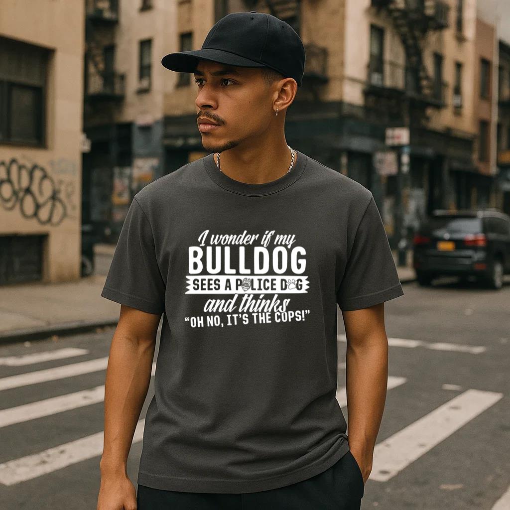 Bulldog Sees Police Dog And Thinks Its The Cops T-Shirt image 2