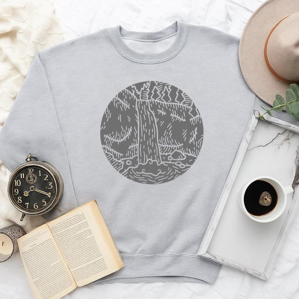 Waterfall And Forest Cut Out Landscape Sweatshirt image 1