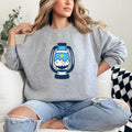 Vintage Style Blue And White Mountain Range Design Sweatshirt image 0