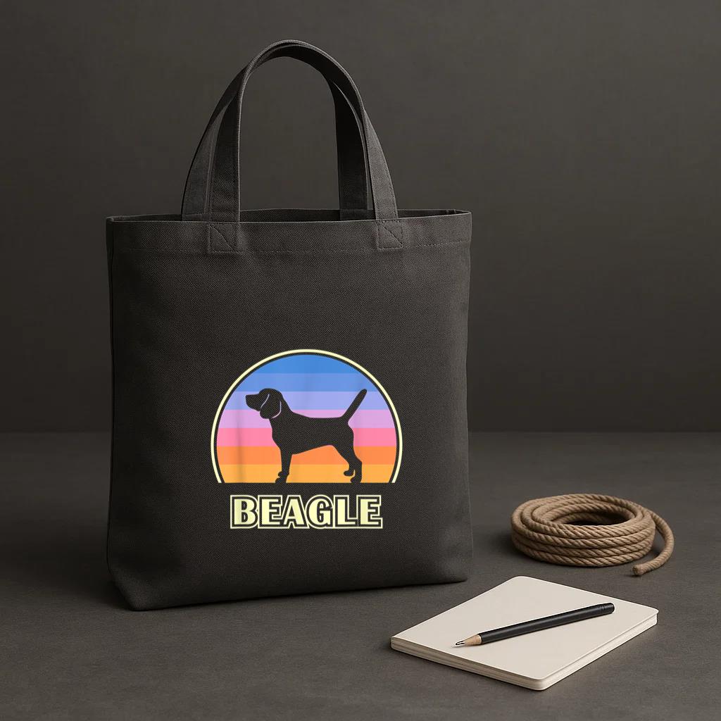 Beagle Vintage Sunset Dog Tote Canvas Bag image 1