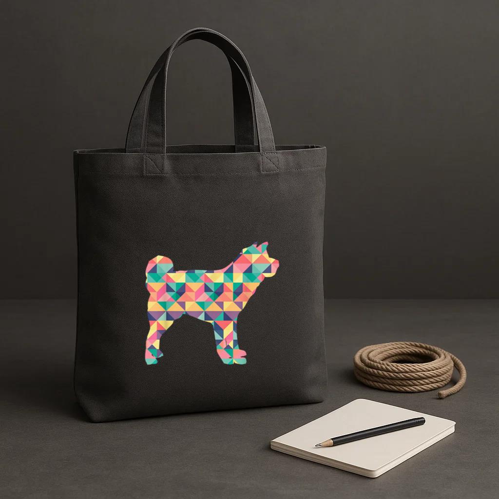 Akita Abstract Color Summer Puppy Dog Tote Canvas Bag image 1
