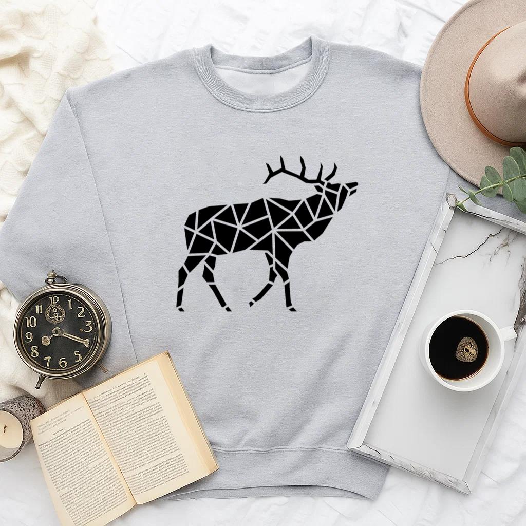Walking Polygonal Cut Out Deer Sweatshirt image 1