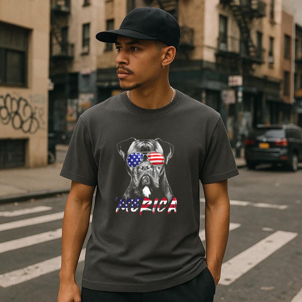 Boxer Dog American USA Flag Merica T-Shirt image 2