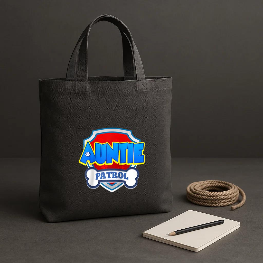 Auntie Patrol Dog Tote Canvas Bag image 1