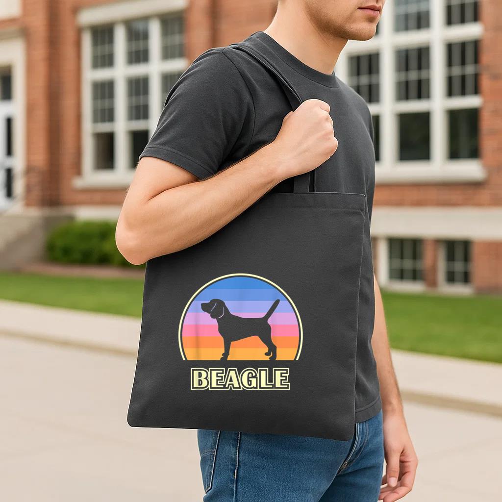 Beagle Vintage Sunset Dog Tote Canvas Bag image 2