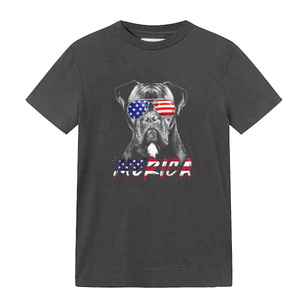 Boxer Dog American USA Flag Merica T-Shirt image 0