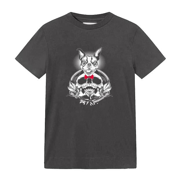 Boston Terrier Skull Halloween Dog T-Shirt image 0