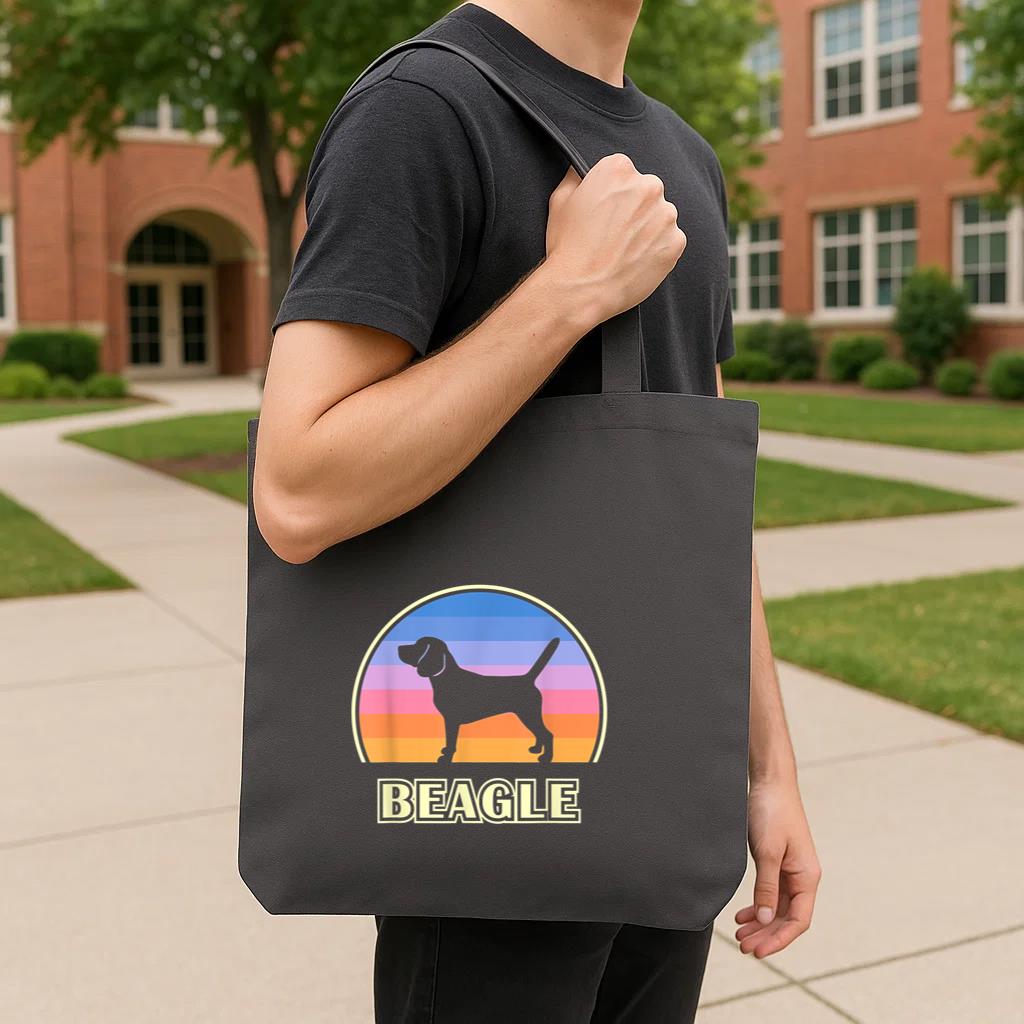 Beagle Vintage Sunset Dog Tote Canvas Bag image 3