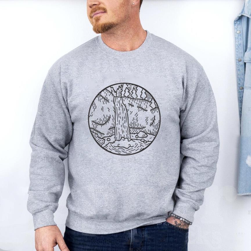 Waterfall In Mountain Stroke Landscape Sweatshirt image 2