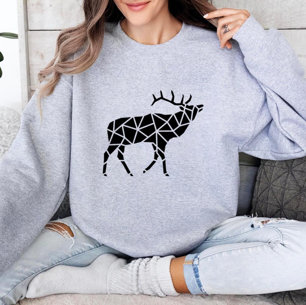 Walking Polygonal Cut Out Deer Sweatshirt image 3